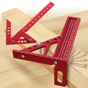 2pcs Carpentry Square Kit - Woodworking Square Protractor, Multi Angle 3D Square Protractor and Center Scriber Finder - Aluminum Alloy Precision Carpenter Measuring Ruler T-sqaure Scribing Diy Tool