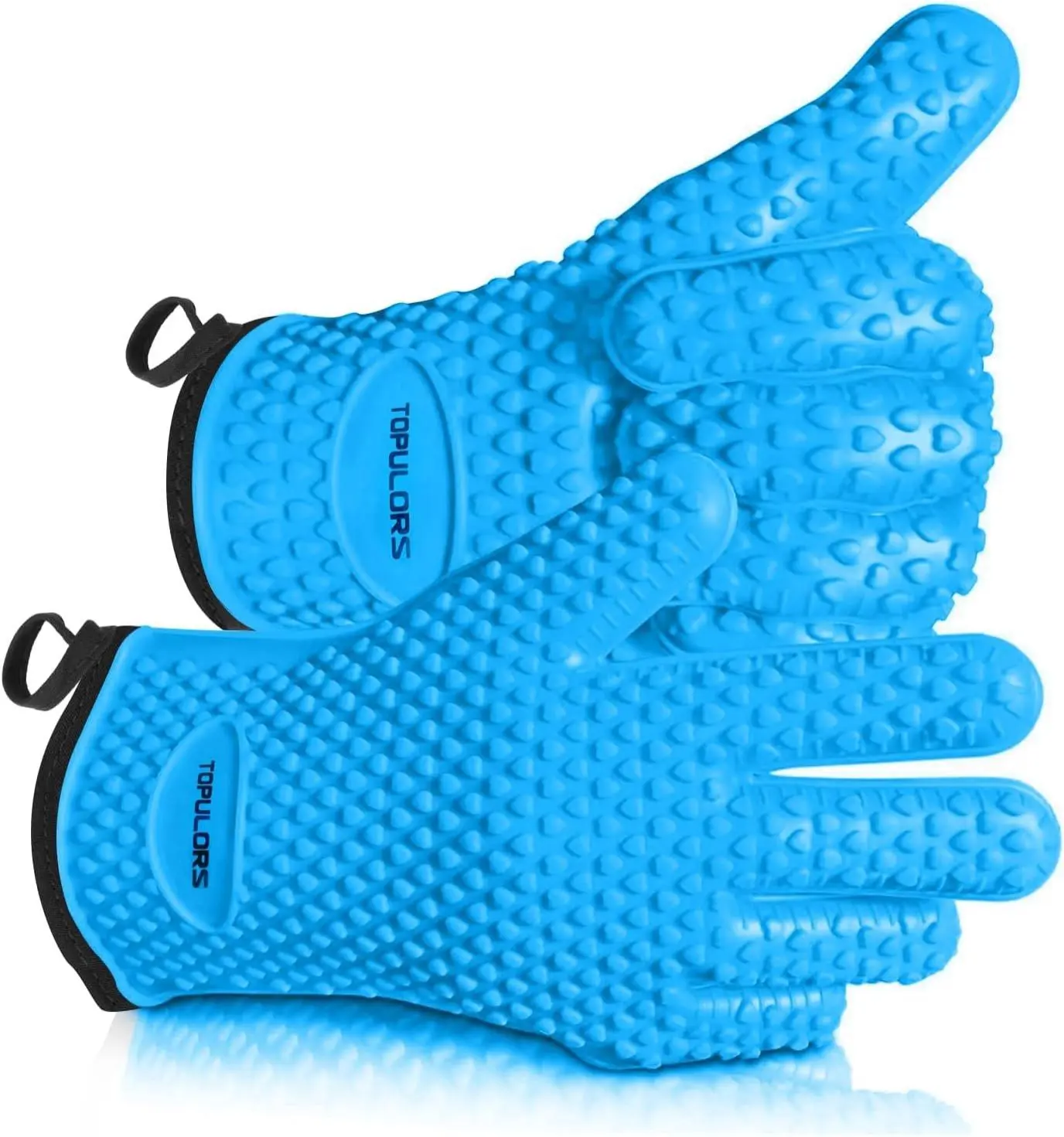 Bonison Modern Durable Silicone Oven Mitts - 5-Finger Kitchen Cooking Gloves, Cotton Liner, Non-Slip Grip, Heat Resistant, Waterproof, Oven-Safe, 1 Size Fits Most, for Grilling & Bakeware Use