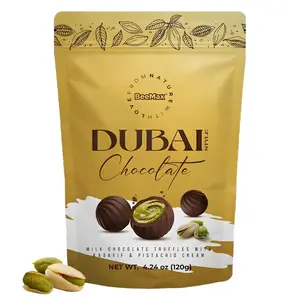 Beemax Dubai Style Chocolate Truffles– Dubai Chocolate Truffles Filled with Pistachio Cream, Milk Chocolate & Crunchy Kadaifi | Gourmet Middle Eastern Candy, 4.24oz Bag