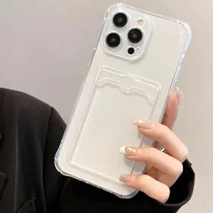 Clear Phone Case with Card Slot, 1 Count Shockproof Phone Protective Cover, Phone Accessory Compatible with iPhone 11 12 13 14 15 X XS Series