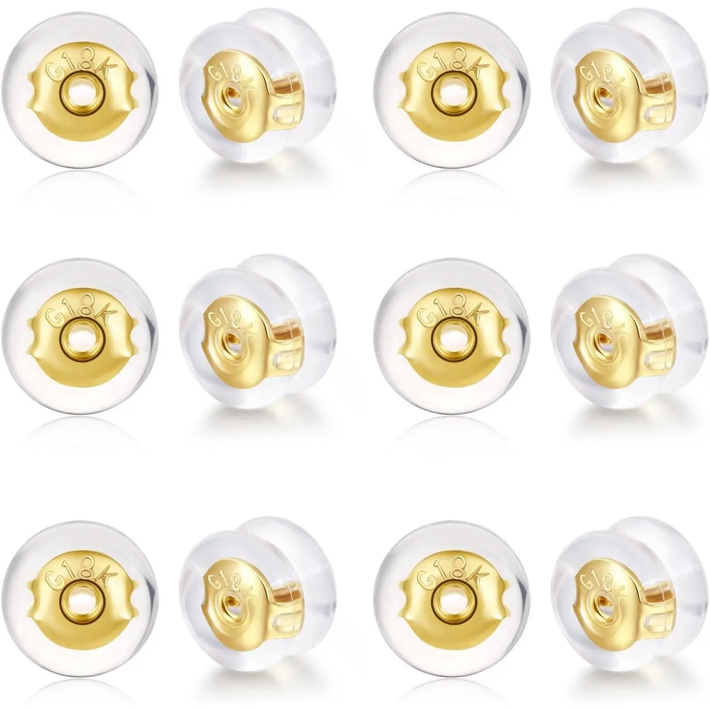 18K  Locking Secure Earring Backs for Studs,  Earring Backs Replacements for Studs/Droopy Ears, No-Irritate Hypoallergenice Backings for Women Men ()