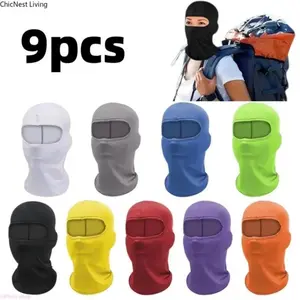 Windproof UV-Resistant Neck Gaiter (6/9 Pack), 15.7in Full Face Sun Mask, Comfortable Motorcycle Helmet Inner Liner, Practical Outdoor Accessory for Sports, Riding
