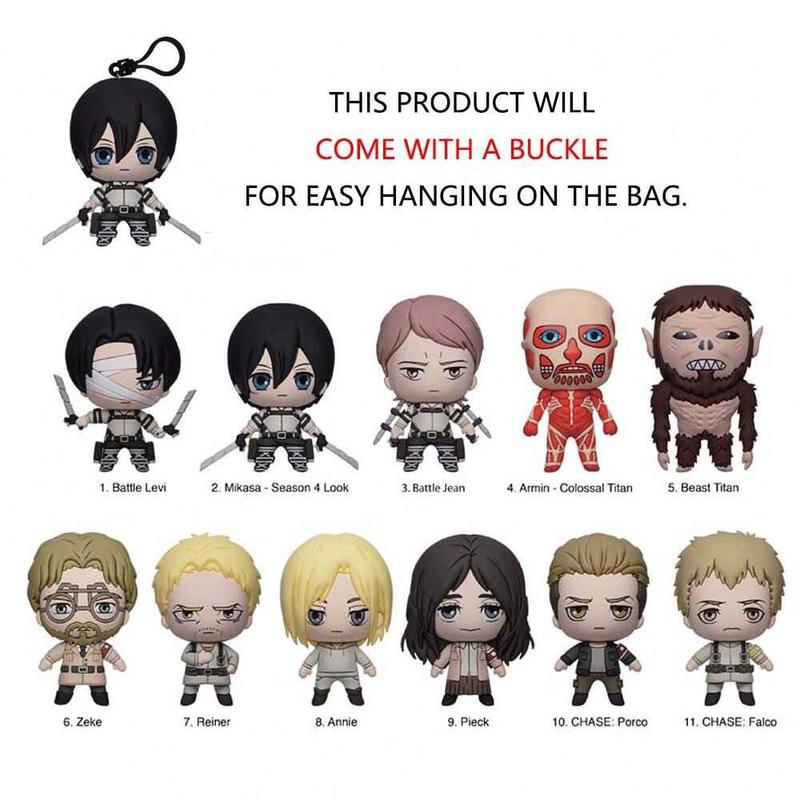 Attack on Titan Blind Bag Keyring/Blind Box Figure 1pc Random One Officially Licensed 3D Cartoon Mystery Anime Keychain Bag Clip Table Decoration Armin Eren Mikasa Levi Hange Christmas Halloween Friends Birthday Anniversary Gifts Limited Edition Accessory