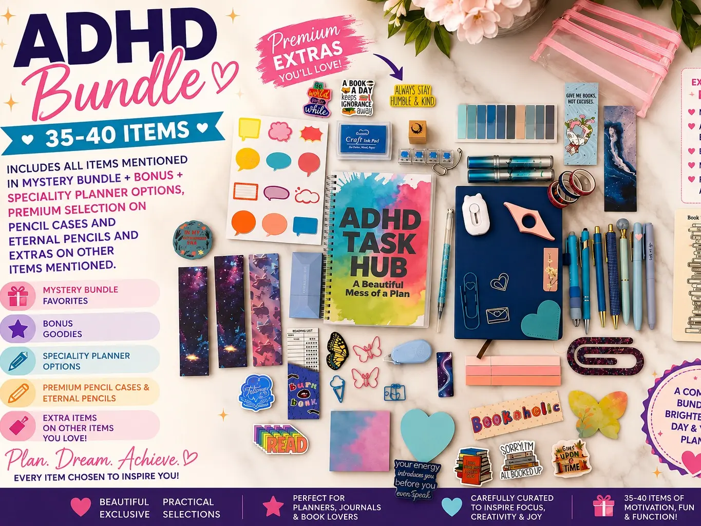 ADHD Stationery Gift Bundle | Premium Journal & Planner Set | Fun Mystery Gift for Adults