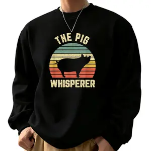 Fun Retro Farmer Pig Design on Comfortable Unisex Long Sleeve Sweatshirt for Casual Wear