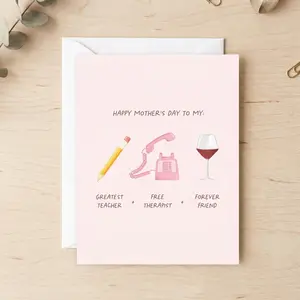 Mom Roles Happy Mother's Day Card Handmade Personalizable Greeting Card on Epson Ultra Premium Matte Paper 5" x 7" with Blank Inside & Envelope Included