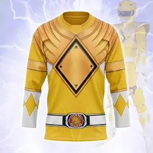 Yellow Ranger Dragon Shield Hockey Jersey, Yellow Gold Armor Cosplay Jersey, Unisex Fan Hockey Shirt