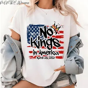 America doesn't need a king," "No to war"No Kings In America March 28 2026 Graffiti T-Shirt for Men Women, Anti-Monarchy Patriotic US Flag Oversized 100% Cotton Casual Short Sleeve Activist Tops