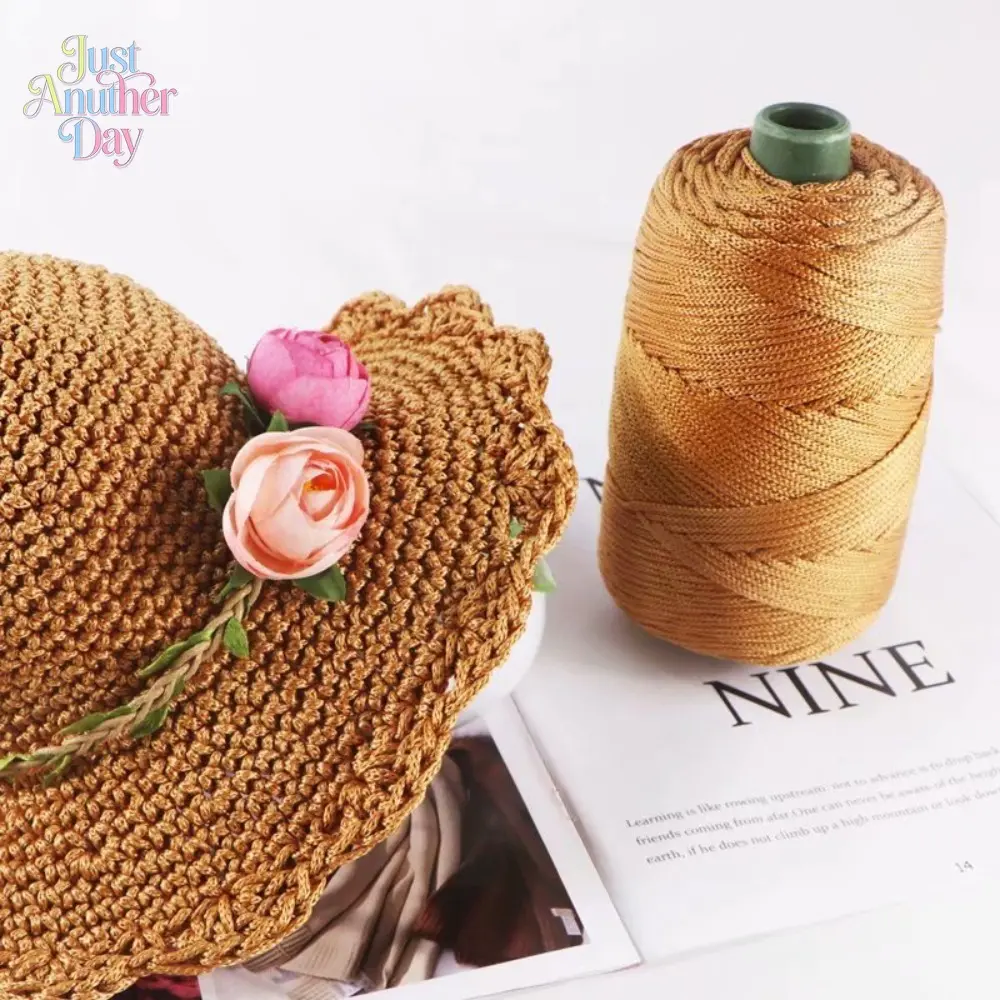 Colorful Ice Silk Crochet Thread, 1-Count Handmade Supply for Summer Camping & Hiking Picnic Hats, Storage Baskets