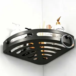 Triangular Storage Rack, No-Drill Bathroom Shampoo Organizer, Adhesive Corner Shower Rack, Multi-Purpose Wall Mount for Kitchen & Balcony