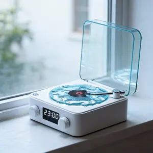 The Waves Music Player & Bluetooth Speaker, Vintage Portable Speaker with 3 RGB Adjustable Lighting Effects, 4 Natrual Sounds, Time Function And Support Bluetooth, TF Card & AUX mode  Perfect for Bedroom Ambiance, Parties, and Holiday Gifts.