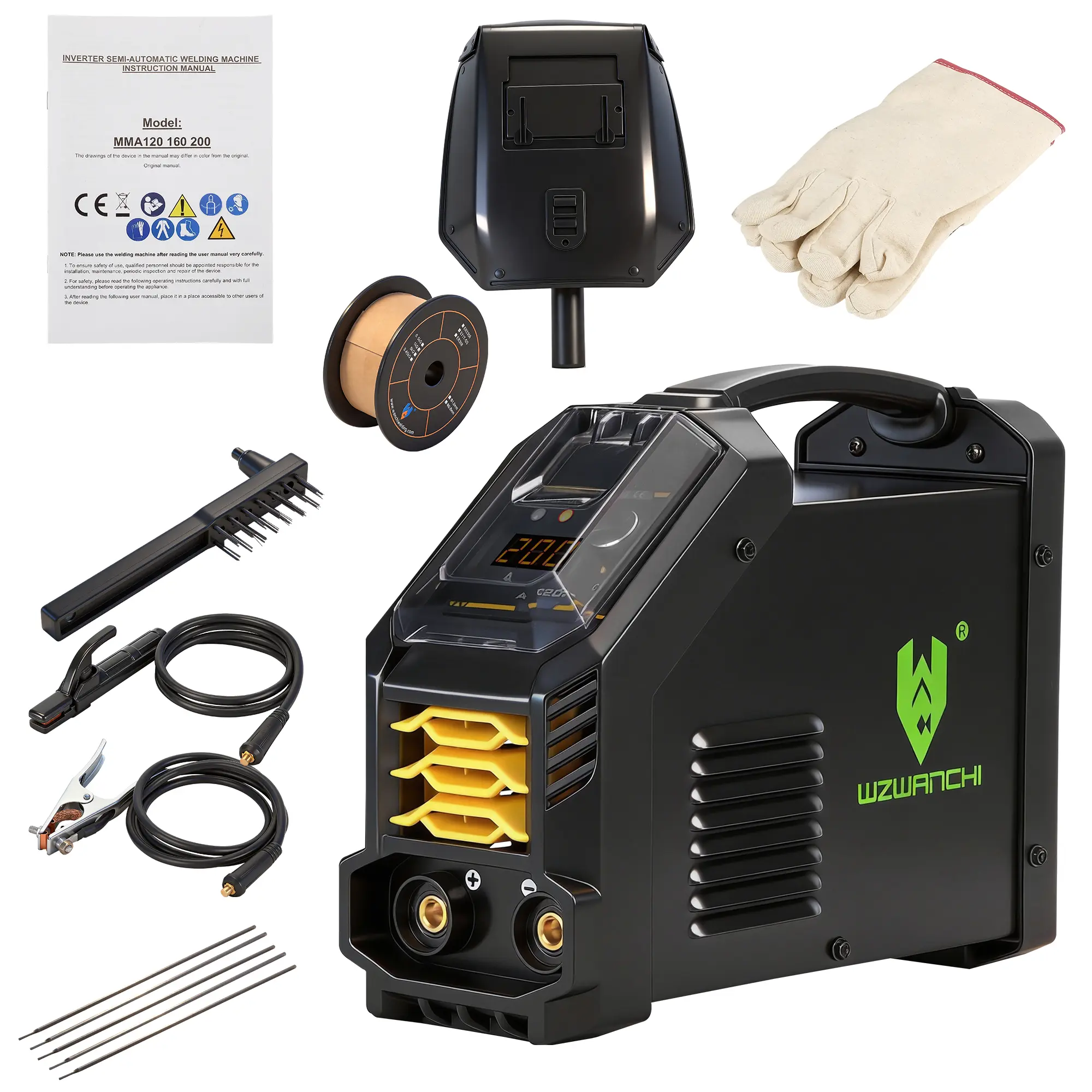 ARC200 Mini Portable Handheld Stick Welding Machine Kit - 110V MMA Welder, 45° LED Display, IGBT Inverter MMA Digital Machine withHot Start, ARC Force, VRD, Arc Welding Equipment for Beginner DIY Projects (Includes Helmet)