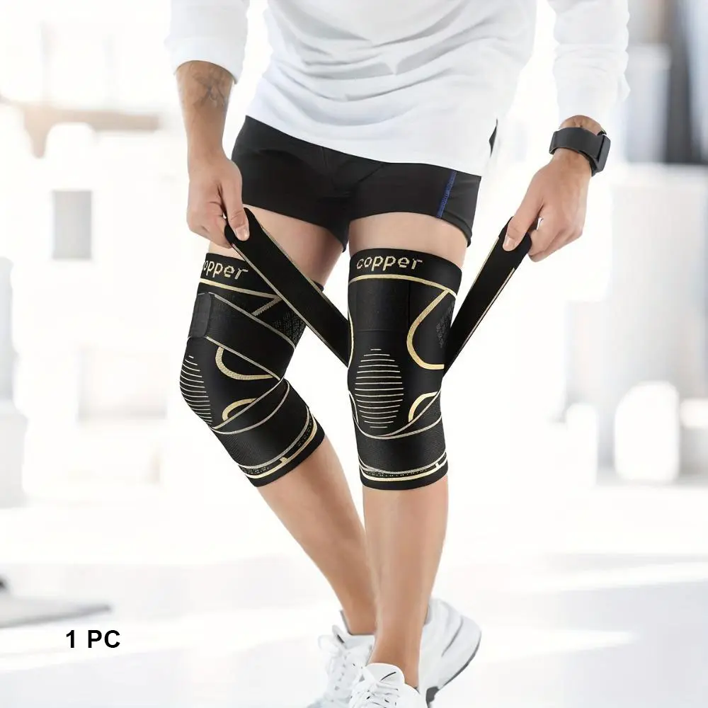 Adjustable Compression Knee Sleeve, Sports Knee Brace, Runners Knee Brace - Strong Support for Fitness, Running, Basketball & Hiking | Non-Slip & Elastic Breathable | Unisex & Multi-Sizes