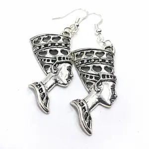 Nefertiti Earrings , Egyptian Jewelry, Egyptian Queen Earrings , Silver plated Earrings