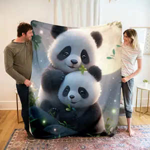 1 Cute Panda Print Flannel Blanket, Sofa, Bed, Office, Shawl, Leg Cover, Field Camping And Multi-Purpose Blanket, Soft And Comfortable Blanket