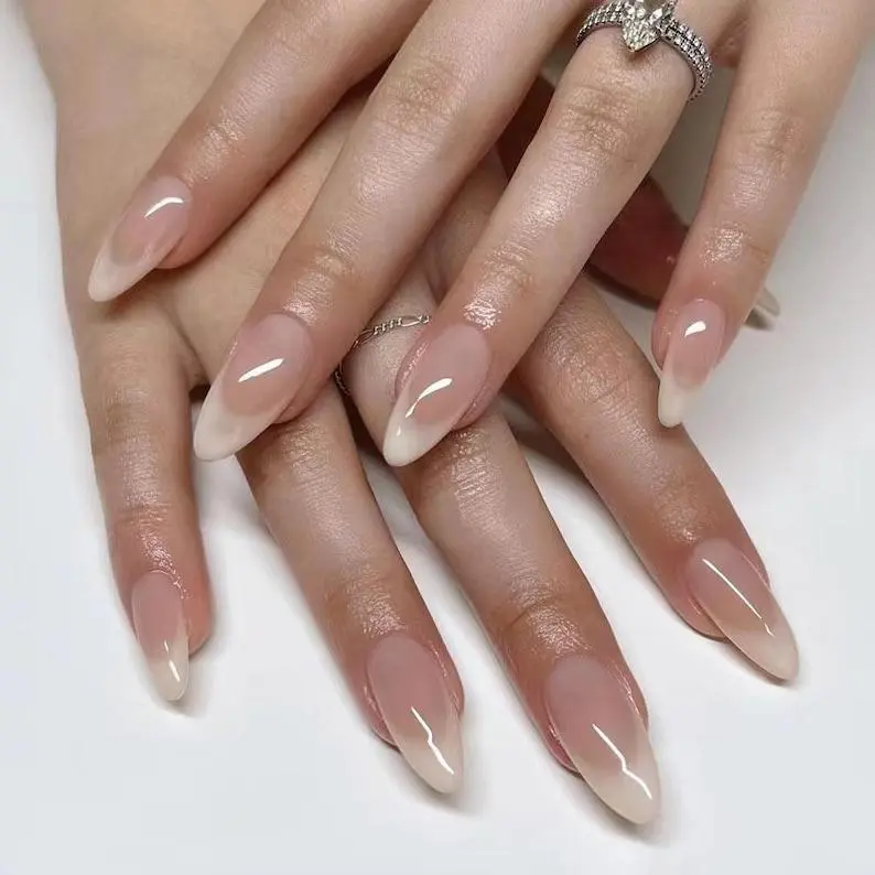 Milky French Manicure Press-On Nails – handmade and custom-made