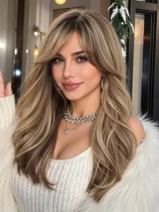 20 Inch Long Curly Wig, Natural Straight Rose Net, Daily Use, Perfect Gift, Suitable for Any Occasion