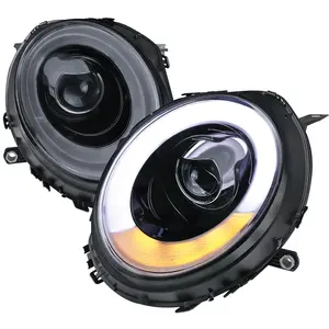 2007-2015 Mini Cooper R55 R56 R57 R58 R59 Projector Headlights w/ LED Turn Signal Lights (Glossy Black Housing/Smoked Lens)
