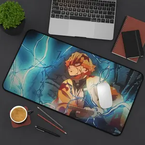 LIMITED Zenitsu Demon Slayer Mouse Pad, Extended Gaming Desk Mat, Anime Otaku Gift, Viral Japanese Manga Merch