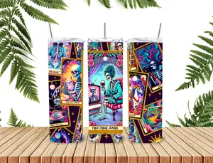 The Crime Junkie Tarot Card 20oz Stainless Steel Tumbler BPA Free Reusable Drinkware with Colorful Design