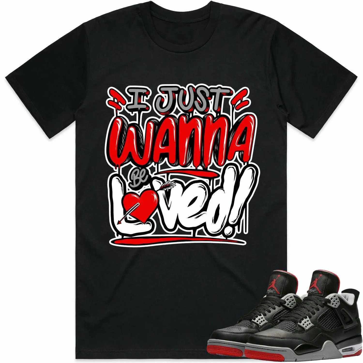 J4 Bred Reimagined 4s Shirt to Match - RED LOVED TOP PULLOVER