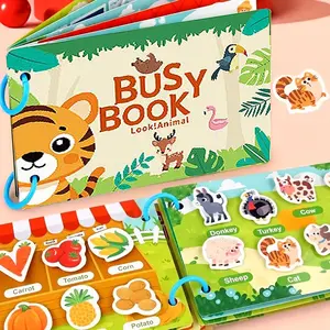 Reusable Sticker Books Quiet Activity Book Set, Dinosaur Fruit Animal Ocean Traffic Cognitive Skills Development, DIY Interactive Toy Book Gift