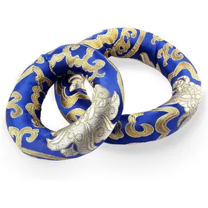 Silk Brocade Cushion Pillow for Singing Bowl, Silk Ring Cushions Handmade in Nepal Round Cushion for Sound Bowls Meditation Accessories