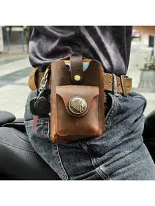 Vintage Genuine Leather Waist Bag Cellphone Loop Holster Mens Belt Bag Phone Pouch Wallet Phone Case