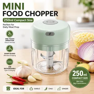Portable Electric Food Chopper, Mini USB Rechargeable Vegetable Cutter with Stainless Steel Blades, Easy One-Touch Garlic Onion and Pepper Processor for Kitchen Use