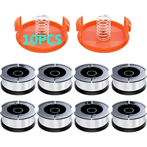 AF-100 Replacement Spool Line for Black+Decker - 0.065" Weed Eater String Trimmer Line Spool, 30ft Autofeed Weed Wacker Spool Refill for Black+Decker(8 Spool,2 Cap,2 Spring)