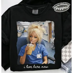Funny Nurse Doll Shirt, I Live Here Now Meme Comfort Colors Tee, Disgusting Doll Face Shirt, Nurse Life Shirt, Medical Humor Tee,Booked And Busy Nurse Gift
