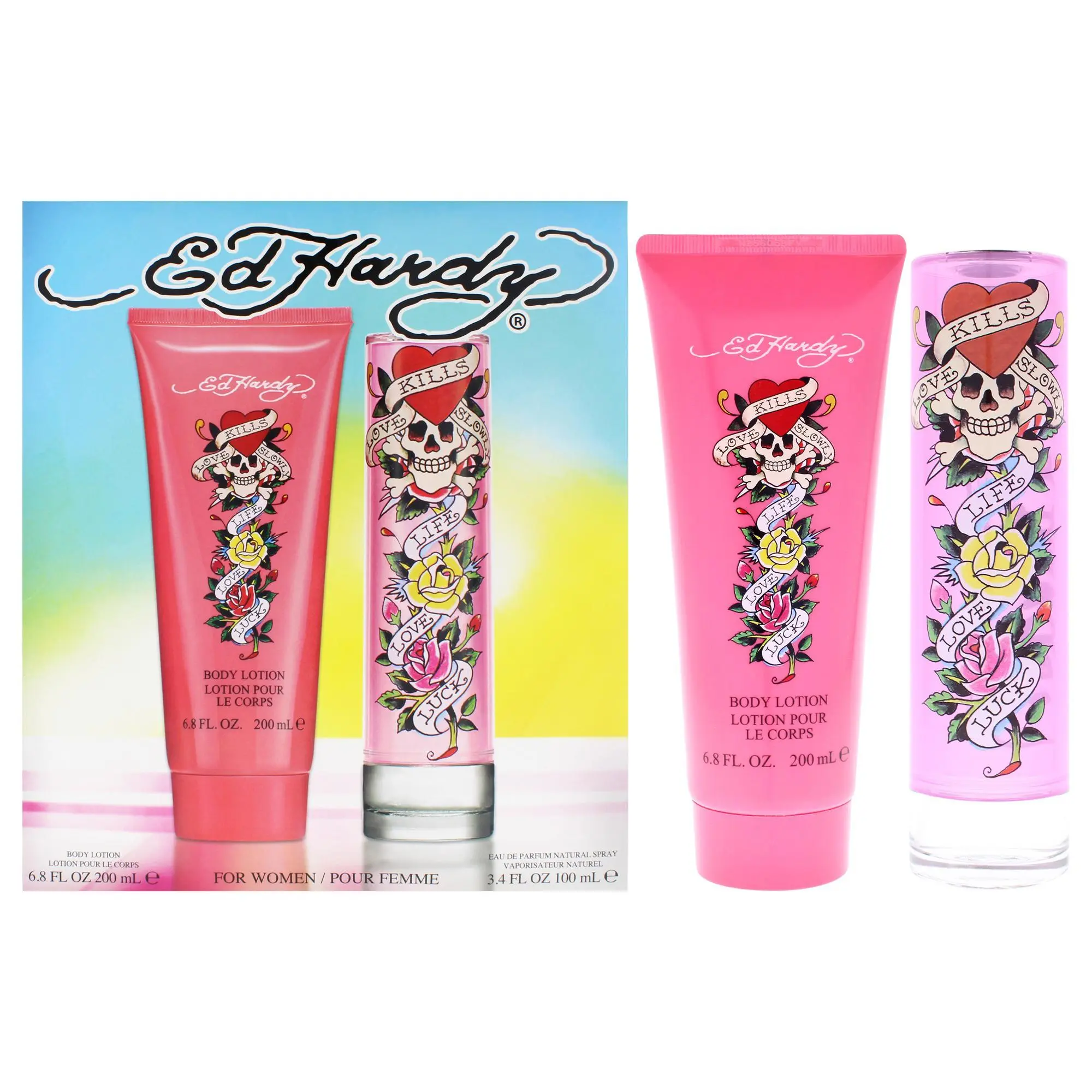 Ed Hardy by Christian Audigier for Women - 2 Pc Gift Set 3.4oz EDP Spray, 6.8oz Body Lotion