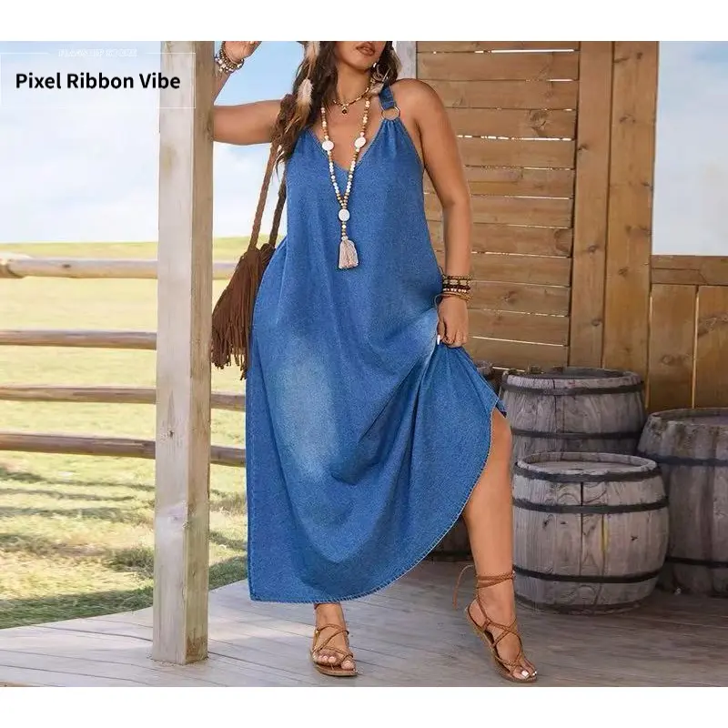 denim long dress outfit - TikTok Shop