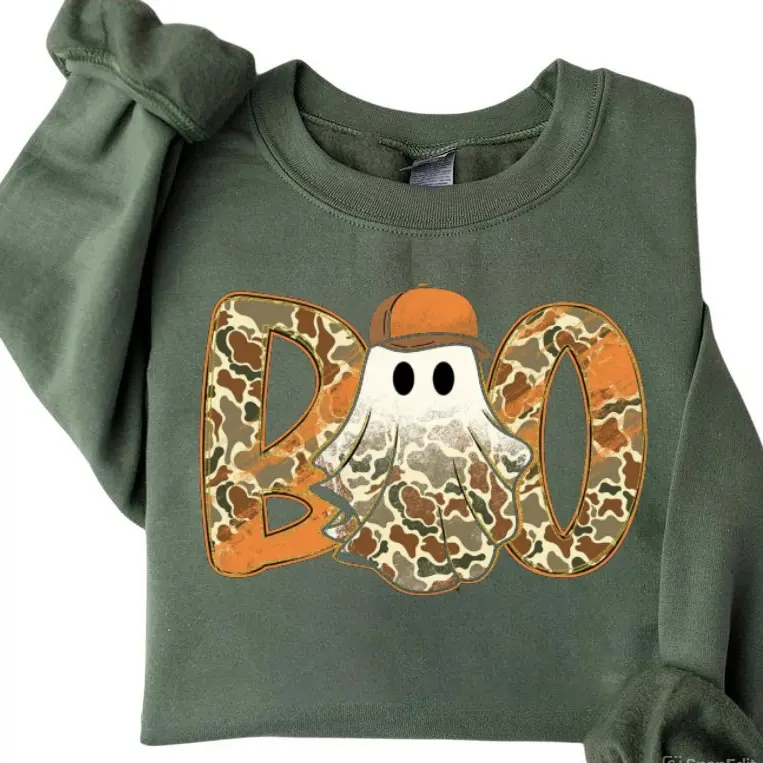 BOO Camo Halloween Sweatshirt, Camouflage Fall Shirt, Hunting Camo BOO Shirt, Fall Hoodie, Camo Hunting Shirt, Deer Hunting Outfit, Gift For Her Him