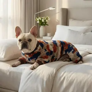 Frenchie Cozy Fleece Pajamas – Ultra-Soft Four-Leg Dog Sleepwear, Warm Indoor Loungewear for French Bulldogs