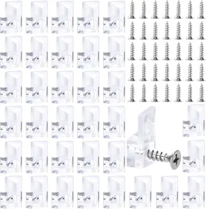 36 PCS Mirror Holder Clips Kit, Mirror Hangers for the Wall, Clear Plastic Retainer Clips, Frameless Glass Hanging Kit with Screws and Fixed Mirror Box Door AUGHOA