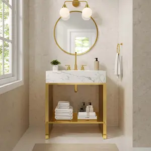 Modway Gridiron 30" Bathroom Vanity in White Gold