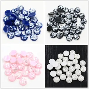 New Style 40pcs 8/10/12mm 4 Colors Built-in Real Ss Style Flat back Resin Cabochons Fit 8/10/12mm Cameo Base Cabochons