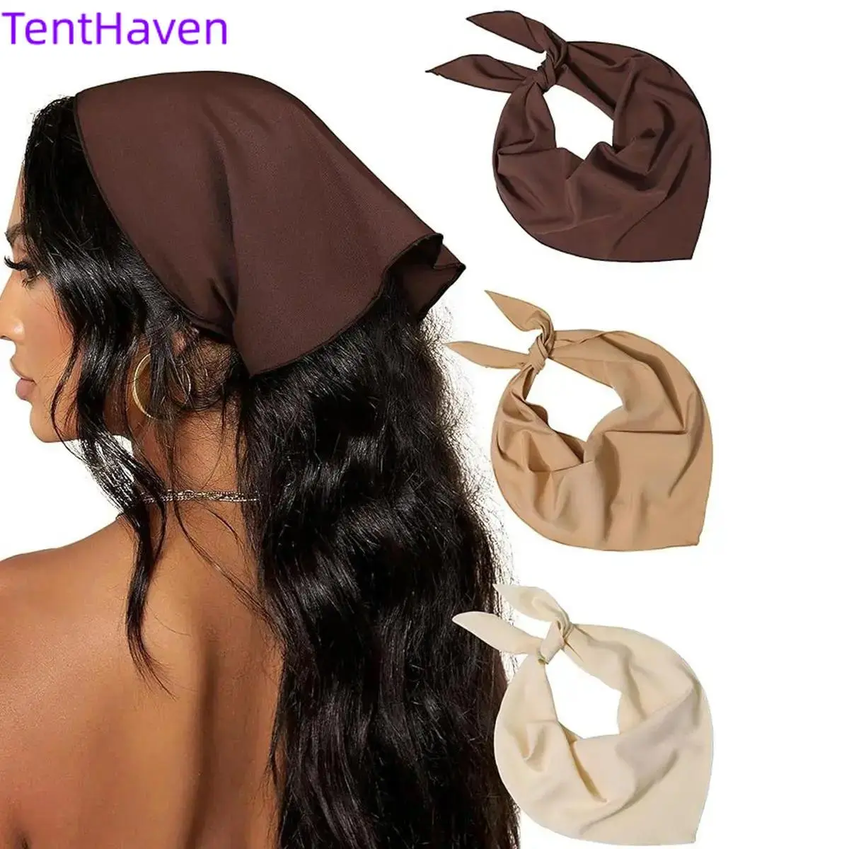 2026 3-pack solid color fabric large triangular headband headband headband headband Maillard headband headband headband