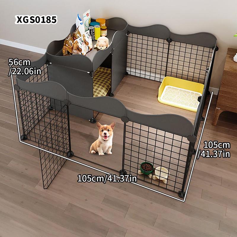Small Dog Fence Indoor Home Pet Enclosure, Durable Puppy Playpen, One Room One Bath Puppy Cage with Toilet Area, Anti-Escape Dog Kennel