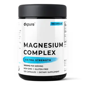 dxpure Magnesium Complex Supplement 1000mg 120 Capsules Gluten Free Non-GMO High Potency for Muscle Nerve Energy & Heart Health