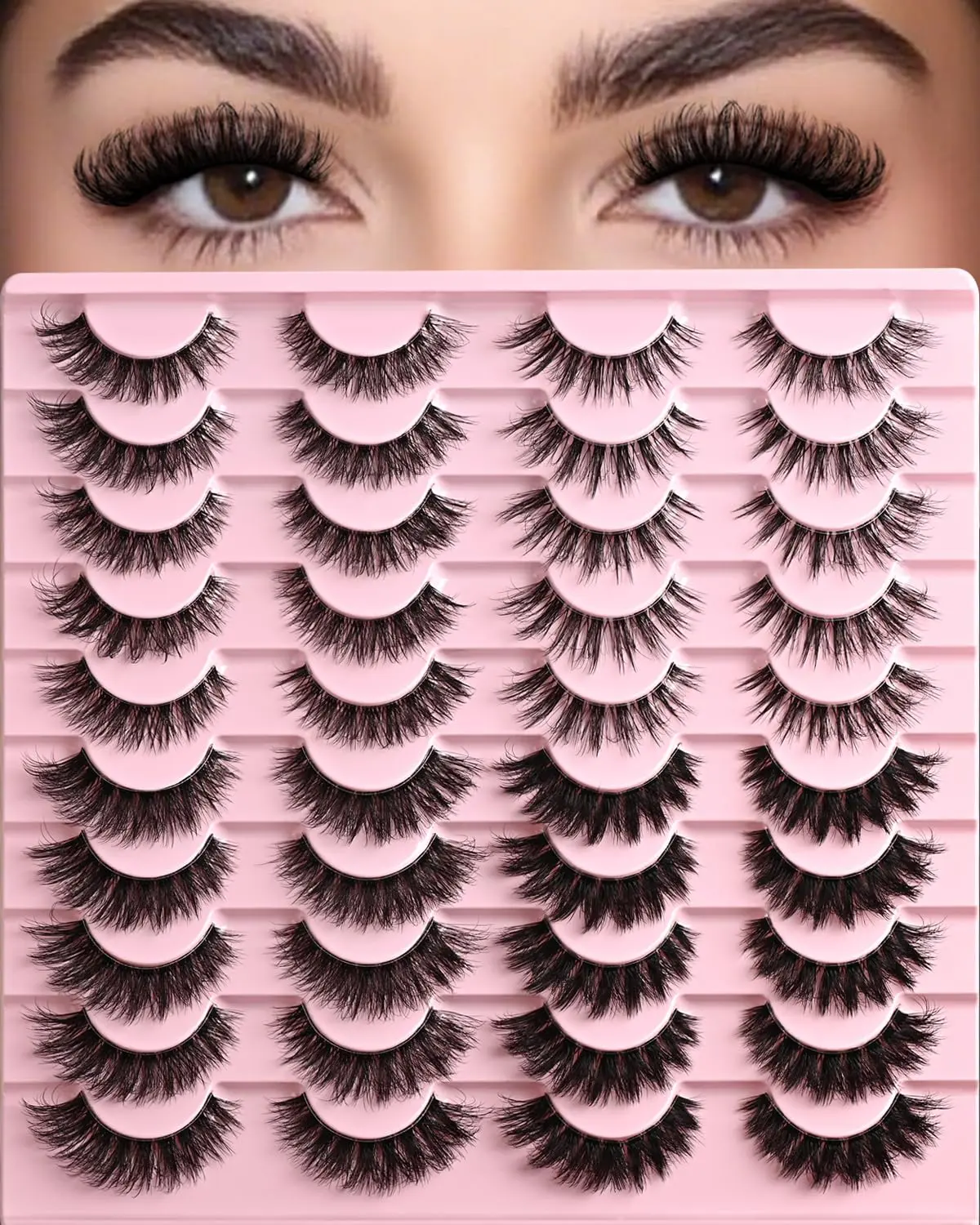 Lashes Wispy False Eyelashes Strips 4 Styles Cat Eye Strip Lash Natural Looking Fake Mink Eyelash Pack Short Fluffy Full Lashes that Look Like Extensions Wispies Clear Band Pestañas Postizas