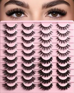 Lashes Wispy False Eyelashes Strips 4 Styles Cat Eye Strip Lash Natural Looking Fake Mink Eyelash Pack Short Fluffy Full Lashes that Look Like Extensions Wispies Clear Band Pestañas Postizas