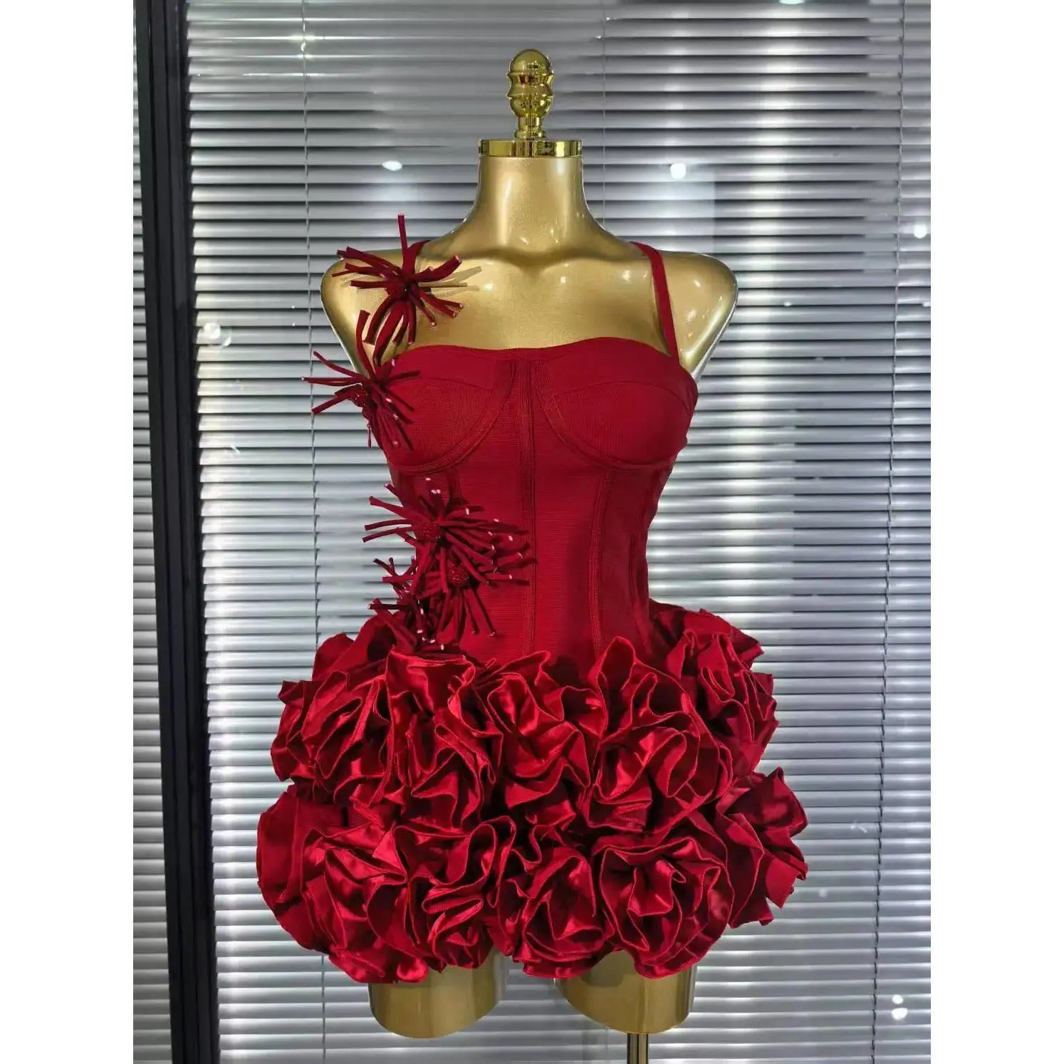 White Red Black Women Sexy Strapless 2 Pieces Bodycon Bandage Mini Dress Florals Celebrate Nightclub Party Birthday Outfit