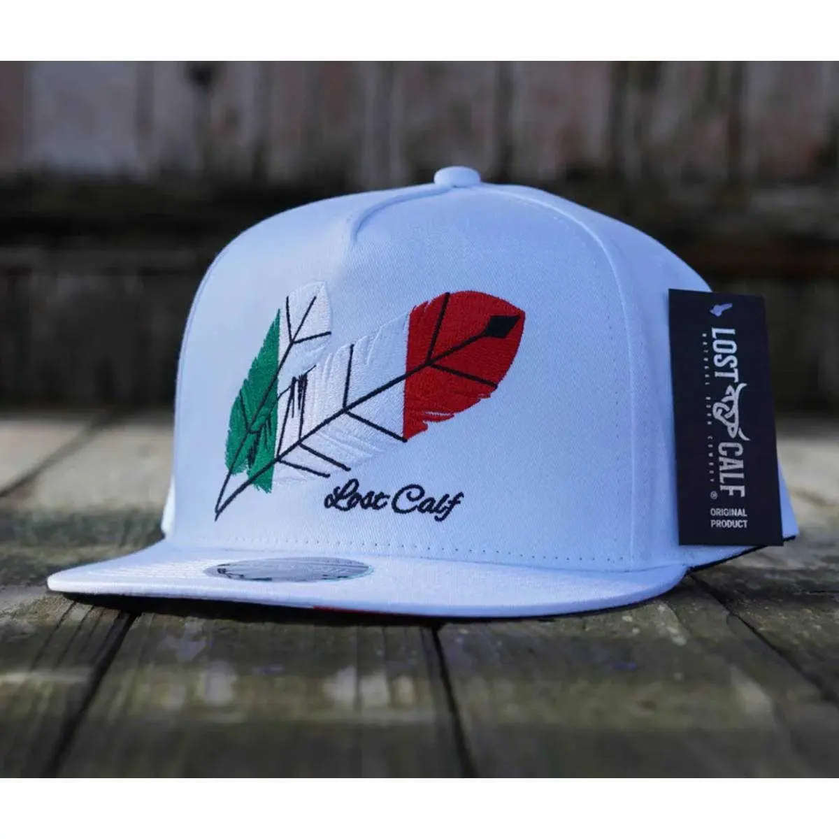 Lost Calf Unisex Mexican Tribe Flat White Snapback Hats