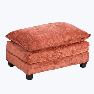 Cloud - feeling sofa ottoman, crafted from breathable chenille fabric with a comfy double - layer upholstered seat cushion, pairs well with the 2 - seat/3 - seat modern sofas. Create L/U - shaped or other set - ups,orange/gray