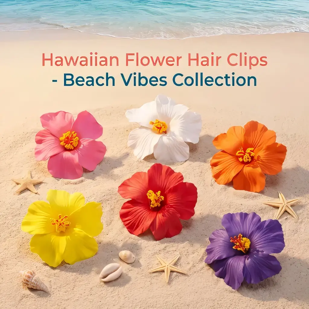 Hawaiian Flower Hair Clips for Women, 6PCS Tropical Hibiscus Flower Claw Clips, 3.5 Inch Artificial Flower Hair Accessories for Beach Vacation, Summer Party, Wedding, Luau, Festival and Holiday