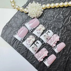 【$10 off $20】 TikTok Viral! Cute Pink Princess - Duck Bill Shape! Handmade Press-on Nails, Reusable & Easy to Apply. A Must-Have for 2025 Trendy Nail Art! #3DNailArt #PressOnNails