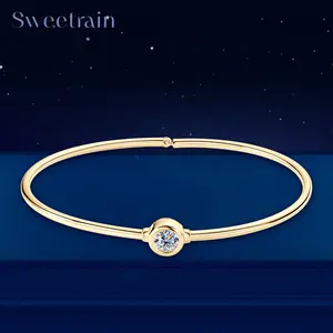 0.5CT Moissanite Bangle Bracelet 18K Gold Plated 925 Sterling Silver Classic Bangle Bezel Set Diamond Bracelet for Women Gifts