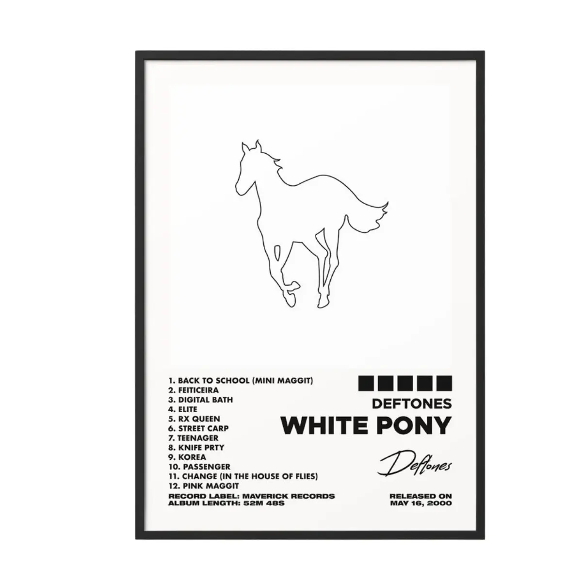 Deftones - White Pony Album Poster No Frame / Album Cover Poster / Music Gift / Music Wall Decor / Album Art / Decor Home Unframed Art Print Decoration